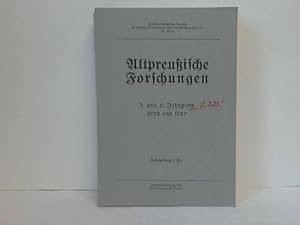 Image du vendeur pour Altpreuische Forschungen. 5. und 6. Jahrgang 1928 und 1929 mis en vente par Celler Versandantiquariat