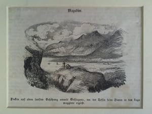 Bild des Verkufers fr Flecken auf einer sanften Erhhung unweit Bellinzona, wo der Tessin seine Fluten in den Lago maggiore ergiet - Original-Holzstich zum Verkauf von Celler Versandantiquariat