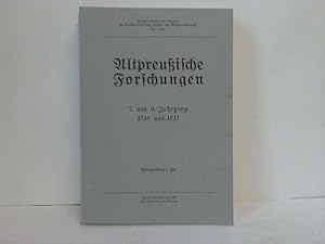 Image du vendeur pour Altpreuische Forschungen. 7. und 8. Jahrgang 1930 und 1931 mis en vente par Celler Versandantiquariat