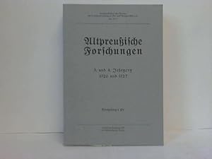 Image du vendeur pour Altpreuische Forschungen. 3. und 4. Jahrgang 1926 und 1927 mis en vente par Celler Versandantiquariat