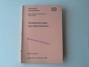 Image du vendeur pour Vorbemerkungen zum Buchfahrplan. Gltig ab 24. September 1989 mis en vente par Celler Versandantiquariat