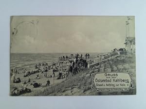 Bild des Verkufers fr Ansichtskarte: Gruss aus dem Ostseebad Kahlberg. Strand u. Aufstieg zur Halle zum Verkauf von Celler Versandantiquariat