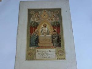 Andenken an die erste heil. Kommunion. Jesus bei der Verteilung des Abendmahls. Chromolithographi...