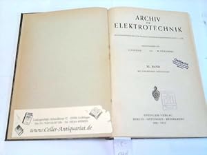 Seller image for Archiv fr Elektrotechnik. XL. Band. 2 Jahrgnge in einem for sale by Celler Versandantiquariat