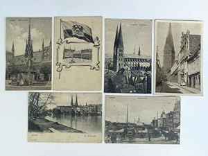 6 Postkarten mit verschiedenen Ansichten der Stadt