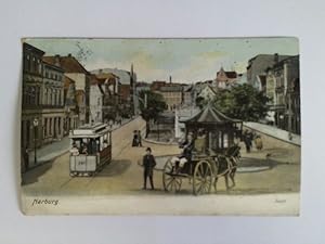 Bild des Verkufers fr Heliocolorkarte: Harburg. Sand - Mit Straenbahn und Fuhrwerk zum Verkauf von Celler Versandantiquariat