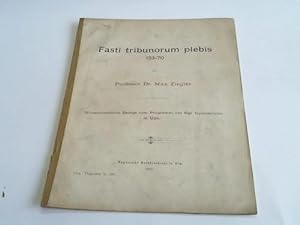 Bild des Verkufers fr Fasti tribunorum plebis 133-70 zum Verkauf von Celler Versandantiquariat
