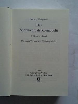 Bild des Verkufers fr Das Sprichwort als Kosmopolit. 3 Bnde in 1 Band zum Verkauf von Celler Versandantiquariat