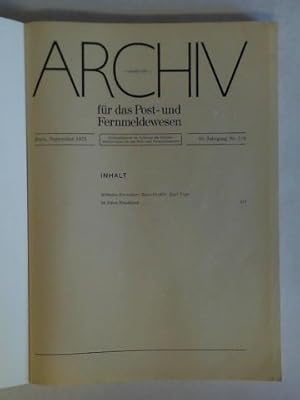 Archiv für das Post- und Fernmeldewesen - 25. Jahrgang Nr. 5/6, Bonn, September 1973