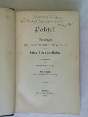 Seller image for Politik. Vorlesungen gehalten an der Universitt zu Berlin von Heinrich von Treitschke for sale by Celler Versandantiquariat