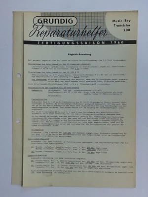 Image du vendeur pour Grundig Reparaturhelfer. Fertigungssaison 1960: Music-Boy Transistor 200 mis en vente par Celler Versandantiquariat