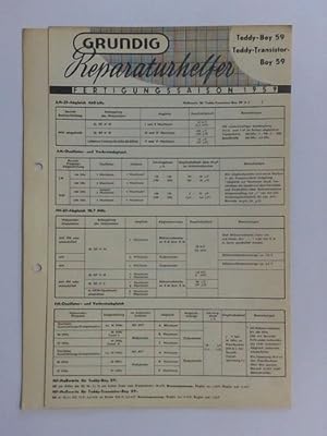 Image du vendeur pour Grundig Reparaturhelfer. Fertigungssaison 1959: Teddy-Boy 59 - Teddy-Transistor-Boy 59 mis en vente par Celler Versandantiquariat