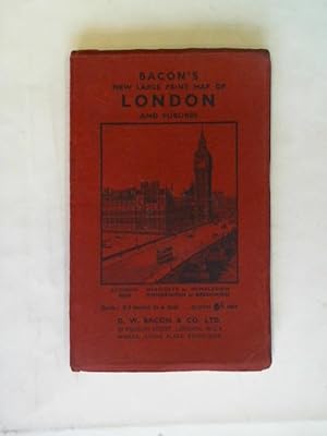 Imagen del vendedor de Bacon's New Large Print Map of London and Suburbs a la venta por Celler Versandantiquariat