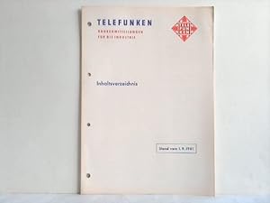 Seller image for Rhrenmitteilung fr die Industrie - Inhaltsverzeichnis. Stand vom 1. 9. 1961 for sale by Celler Versandantiquariat