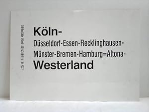 Bild des Verkufers fr Kln - Dsseldorf - Essen - Recklinghausen - Mnster - Bremen - Hamburg-Altona - Westerland / Westerland - Niebll zum Verkauf von Celler Versandantiquariat
