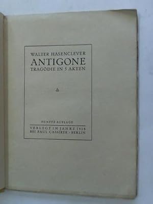 Bild des Verkufers fr Antigone. Tragdie in 5 Akten zum Verkauf von Celler Versandantiquariat