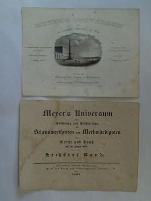 Imagen del vendedor de Meyer's Universum oder die schoensten Ansichten der Erde / Meyer's Universum oder Abbildung und Beschreibung des Sehenswerthesten und Merkwrdigsten der Natur und Kunst auf der ganzen Erde. Zusammen 2 Titelbltter a la venta por Celler Versandantiquariat