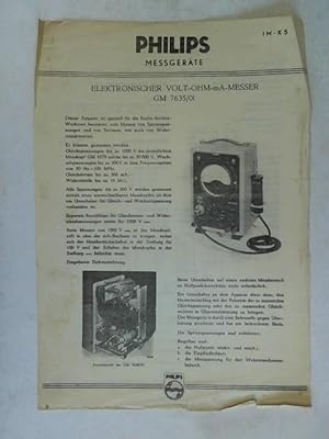 Philips Messgeräte: IM-K5: Elektronischer VOLT-OHM-mA-Messer GM 7635/01