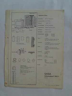 Imagen del vendedor de SABA Schauinsland P 200 D, electronic a la venta por Celler Versandantiquariat