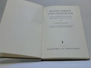 Handschrift und Charakter. Gemeinverständlicher Abriss der Graphologischen Technik