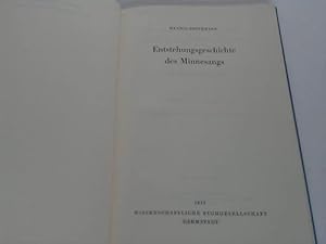 Seller image for Enstehungsgeschichte des Minnesangs for sale by Celler Versandantiquariat