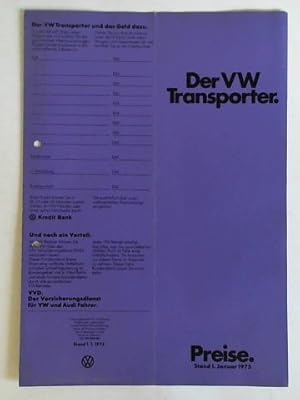 Image du vendeur pour Der VW Transporter. Preise, Stand 1. Januar 1975 mis en vente par Celler Versandantiquariat