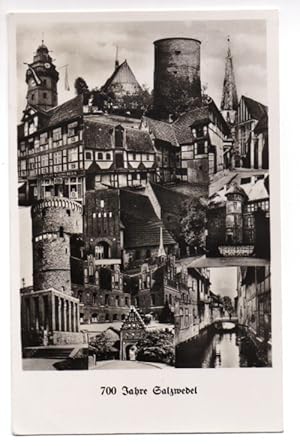Bild des Verkufers fr Postkarte: 700 Jahre Salzwedel - Photocollage zum Verkauf von Celler Versandantiquariat