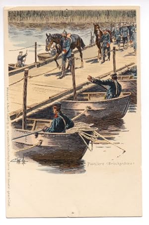 Image du vendeur pour Ansichtskarte - Lithographie: Brckenbau mis en vente par Celler Versandantiquariat