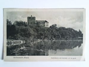 Bild des Verkufers fr Postkarte: Ballenstedt (Harz) - Schloteich mit Schlo; 2,16 ha gro zum Verkauf von Celler Versandantiquariat