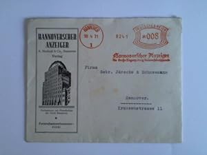 Reklame-Kuvert: Hannoverscher Anzeiger. Die Große Tageszeitung Nordwestdeutschlands - Verlagshaus...