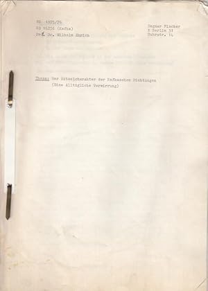 Bild des Verkufers fr Der Rtselcharakter der Kafkaschen Dichtungen (Eine Alltgliche Verwirrung) - Hausarbeit von Dagmar Fischer, WS 1975 / 1976 (FU Berlin), Prof. Dr. Wilhelm Emrich. zum Verkauf von Antiquariat Carl Wegner