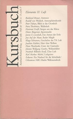 Bild des Verkufers fr Kursbuch 96 - Elemente II: Luft zum Verkauf von Versandantiquariat Nussbaum