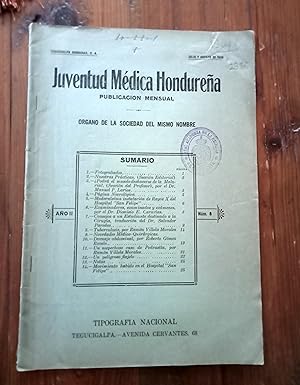 JUVENTUD MEDICA HONDUREÑA. Año II. Julio y Agosto de 1930. nº 8