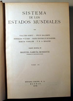 Seller image for HISTORIA UNIVERSAL. (Tomo IX) SISTEMA DE LOS ESTADOS MUNDIALES - Madrid 1936 - Muy ilustrado for sale by Llibres del Mirall