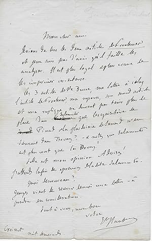 Immagine del venditore per Gustave FLAUBERT   Lettre autographe signe - Madame Bovary venduto da Manuscripta