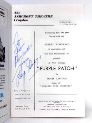 Theatre Programme Performed at Ashcroft Theatre - Purple Patch by Hugh Hastings [Signed by Hugh H...
