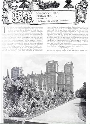 Imagen del vendedor de Hardwick Hall, Derbyshire. The Seat of His Grace The Duke of Devonshire. Several pictures and accompanying text, removed from an original issue of Country Life Magazine, 1900. a la venta por Cosmo Books