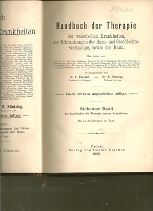 Immagine del venditore per Handbuch der Therapie innerer Krankheiten. Band VII. Zehnte Abteilung: Behandlung der venerischen Krankheiten. Elfte Abteilung: Behandlung der Erkrankungen der Harn- und Geschelchtswerkzeuge. Zwlfte Abteilung: Behandlung der Hautkrankheiten. venduto da Ant. Abrechnungs- und Forstservice ISHGW