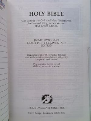 Holy Bible KJV Jimmy Swaggart Giant Print Commentary Edition: Very Good ...