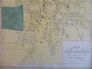 New Britain Connecticut 1869 Baker & Tilden large detailed city plan