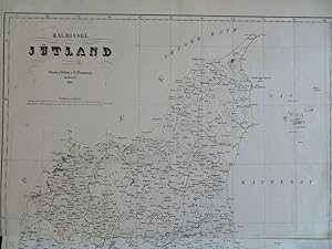 Jylland Denmark Jutland Peninsula 1848 Flemming detailed large map