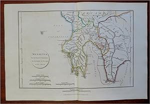 Messenia Ancient Greece Messene Pylos Kalamata 1805 Mawman engraved map