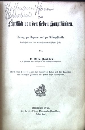 Bild des Verkufers fr Das Lehrstck von den sieben Hauptsnden. Biblische und kirchenhistorische Studien, 3. Heft; zum Verkauf von books4less (Versandantiquariat Petra Gros GmbH & Co. KG)