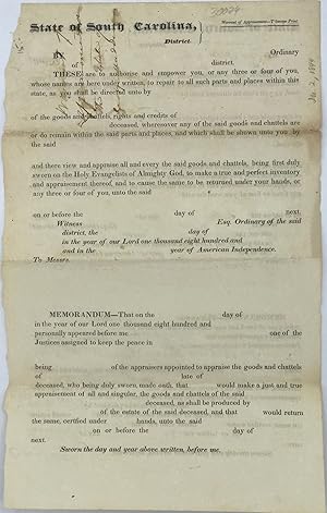 WARRANT OF APPRAISEMENT FOR THE ESTATE OF GEORGE MADDEN (MADDIN?)