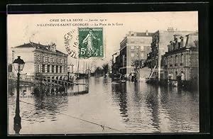 Ansichtskarte Villeneuve-Saint-Georges, Crue de la Seine 1910, La Place de la Gare