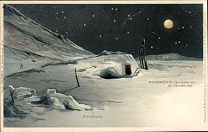 Künstler Litho Goldfeld, A., Polarforscher Fridtjof Nansen, Winterhütte, Sylvester 1898