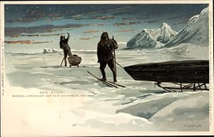 Künstler Litho Goldfeld, A., Nach Süden, Polarforscher Nansen und Johansen auf dem Heimwege
