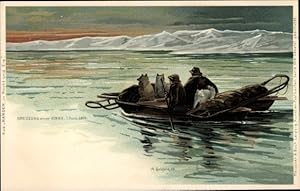 Künstler Litho Goldfeld, A., Polarforscher Fridtjof Nansen, Kreuzung einer Rinne 1895