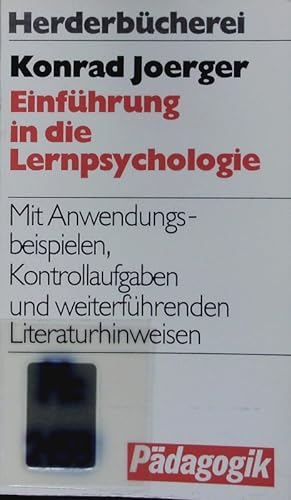 Bild des Verkufers fr Einfhrung in die Lernpsychologie. zum Verkauf von Antiquariat Bookfarm