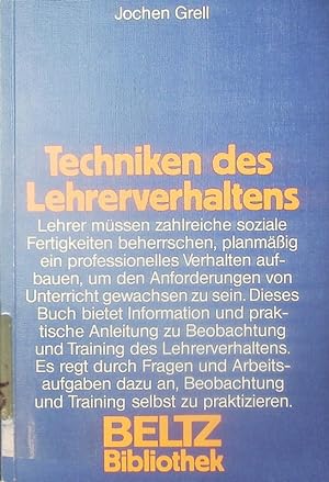 Seller image for Techniken des Lehrerverhaltens. for sale by Antiquariat Bookfarm